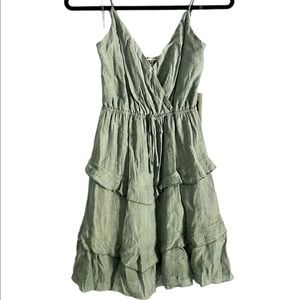 Sage Spaghetti Strap Ruffle Mini Size S
